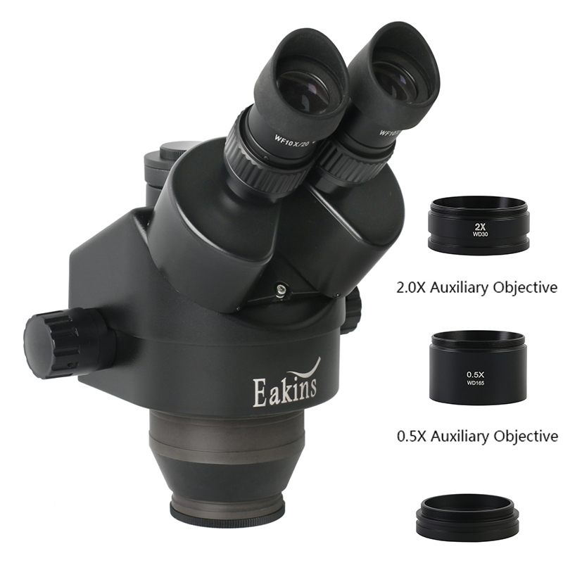 Trinocular Stereo Microscope 7X-45X - 3.5X 7X 45X 90X Simul-Tiêu Cự