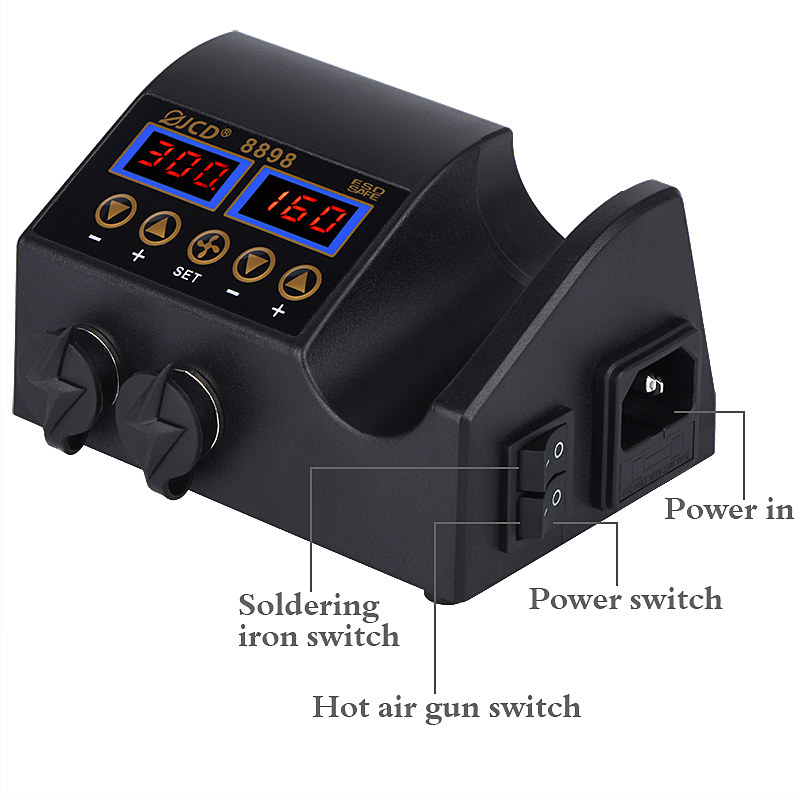 JCD 8898‑16 750W 2‑in‑1 LCD Di - đánh giá và giá 2 In 1 Soldering Rework Station 750W
